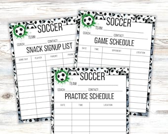 Soccer Coaching Bundle, Kids Sport Practice & Game Day Schedule Poster, Game Day Snack Sign Up Sheet, Editable PDF, Customizable Printable