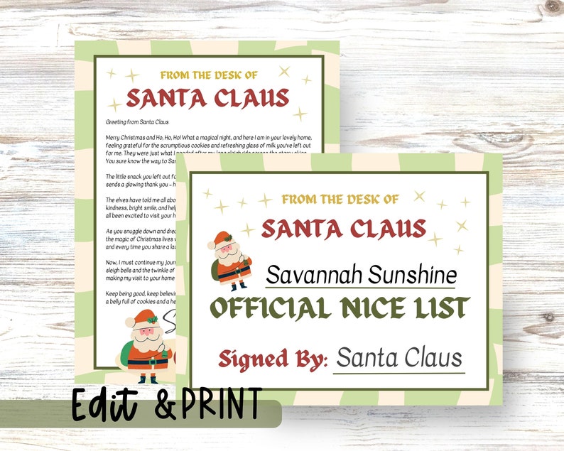 Letter From Santa Claus, Nice List Certificate, Write a Letter to Santa ...