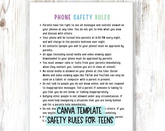 Teenager Phone Contract, Earn Screen Time Rules, Responsibilities to Pay Phone Bill Reward Chart, Device Online Safety Terms and Conditions