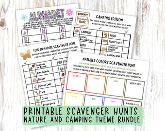 Nature Scavenger Hunt Bundle Outdoor Game for Kids Printable Camping Activity Family Yard Games Alphabet Scavenger Selfie Scavenger