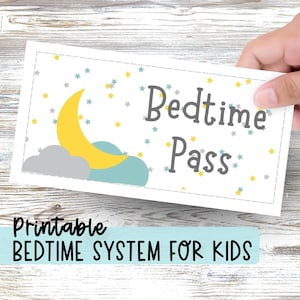 Gute-Nacht-Pass für Schlaftraining Kleinkinder Druckbares Raus aus dem Bett Ticket Schlaftrainingssystem für Kinder Bringen Sie dem Kind bei, nachts im Bett zu bleiben