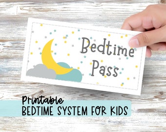 Bedtime Pass for Sleep Training Toddlers Printable Get Out of Bed Ticket Sleep Training System for Kids Teach Child to Stay in Bed at Night