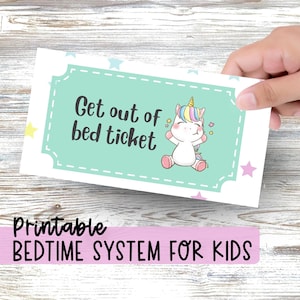 Bedtime Pass for Sleep Training Toddlers, Printable Get Out of Bed Ticket Sleep Training System for Kid, Teach Child to Stay in Bed at Night