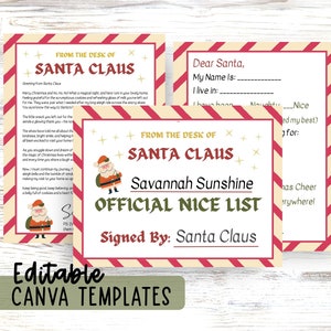 Official Santa Letter and Nice List Certificate Bundle, Includes Stationary for Kids to Write Letter to Santa, Christmas Wish List Printable