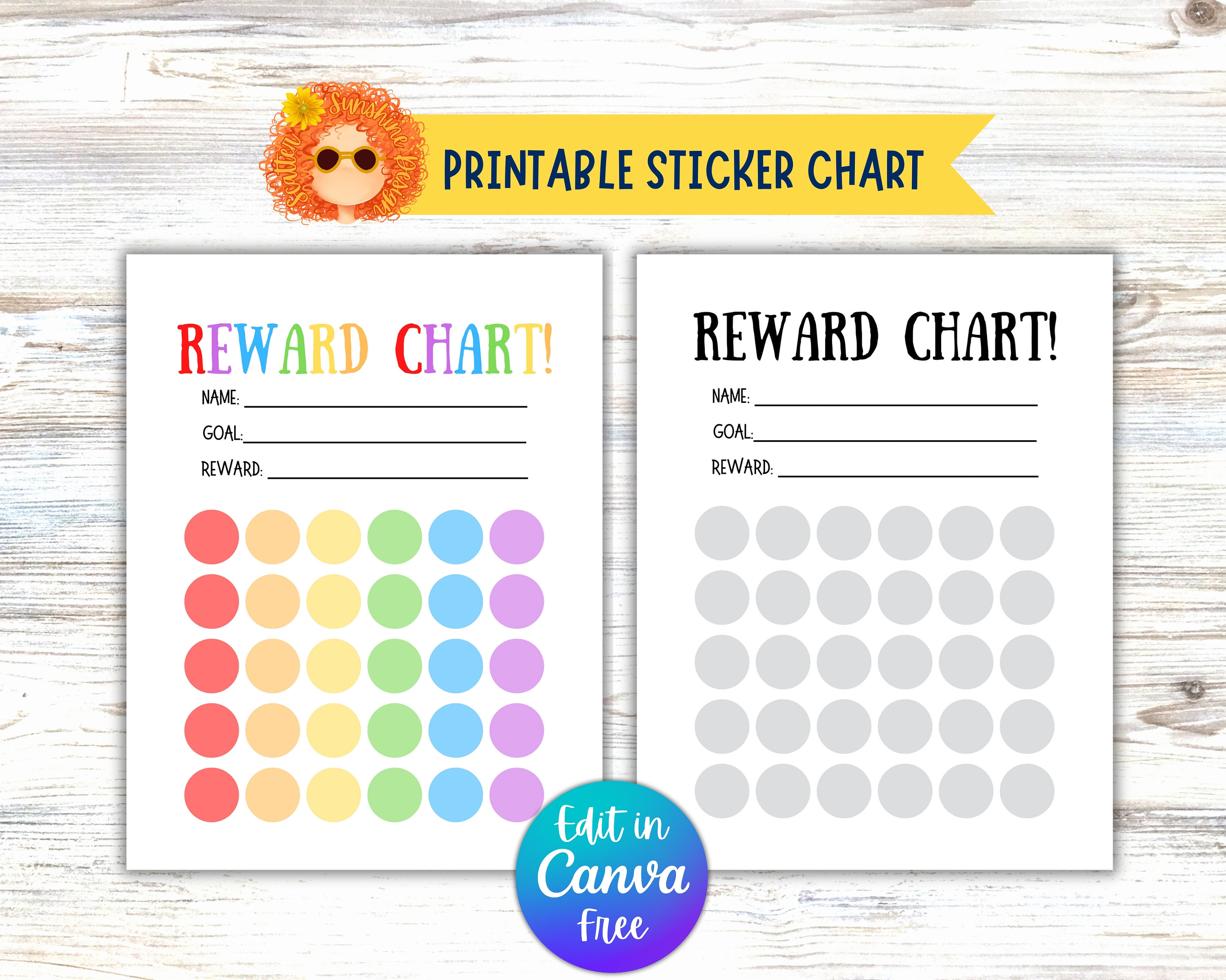 Printable Rainbow Reward Chart for Kid Sticker Chart Positive Etsy Canada