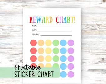 Printable Rainbow Reward Chart for Kid Sticker Chart Positive Behavior ...