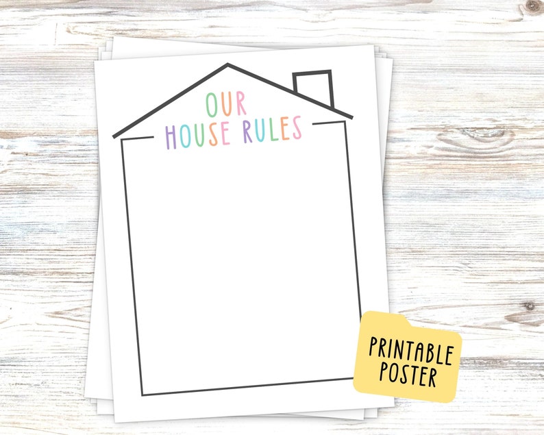 Editable House Rules Chart for Kids and Families Household - Etsy