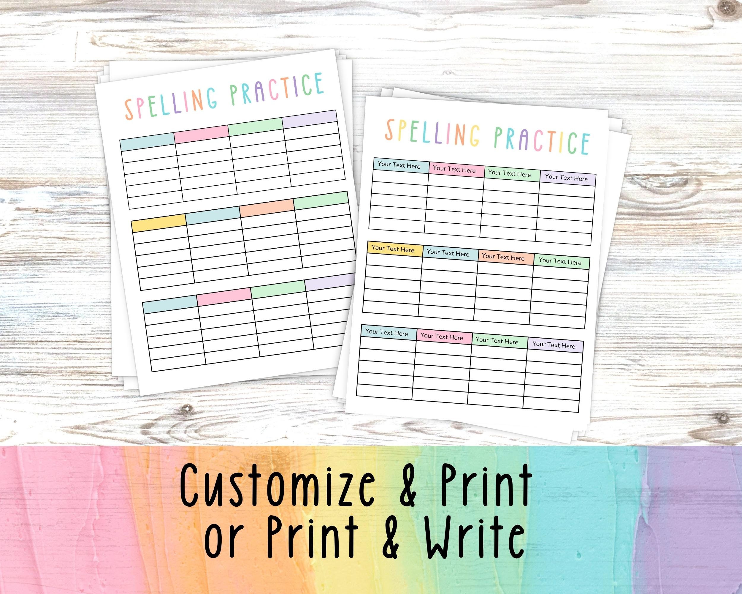Printable Spelling Worksheet Spelling Practice Teacher Resource ...