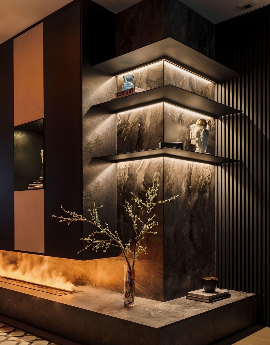 L Shape LED Recessed Floating Shelves for Corner Walls Etsy