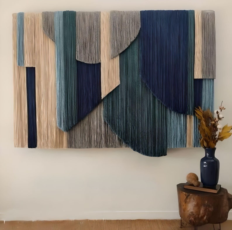 Vibrant Thread Abstract Textile Colorful Hand Made Wall Art Etsy