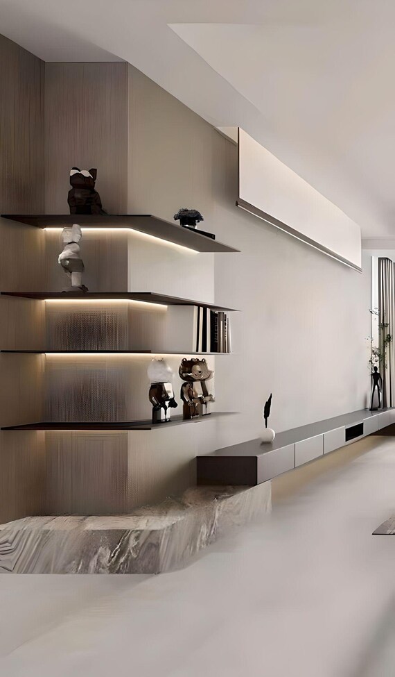 Recessed shelves living room online
