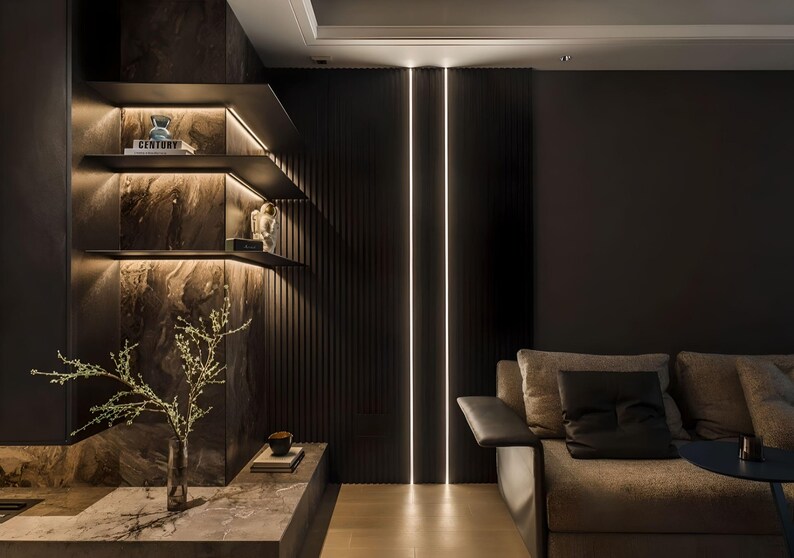 L Shape LED Recessed Floating Shelves for Corner Walls Etsy