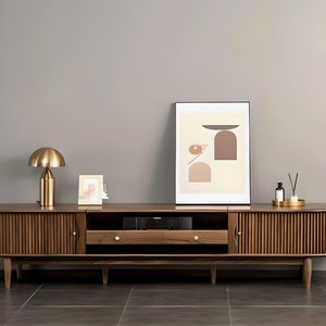 Custom Mid Century Walnut Media Stand For Short Throw Projector