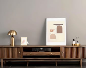 Custom Mid Century Walnut Media Stand For Short Throw Projector