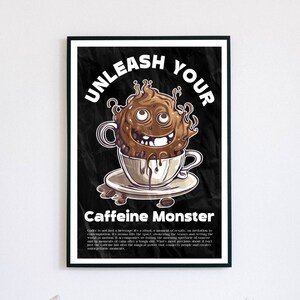 A Unique Coffee Poster: Perfect Wall Decor for Your Coffee Shop and a Gift for Espresso Enthusiasts. Caffeine and Charm on Your Wall!
