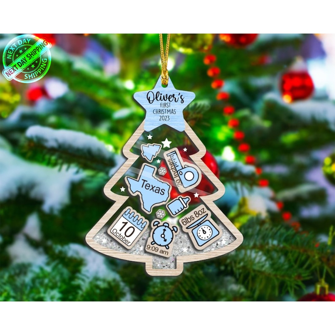Baby's First Christmas Ornament, Baby Birth Stats Ornament, Christmas Tree Baby Ornament, Baby