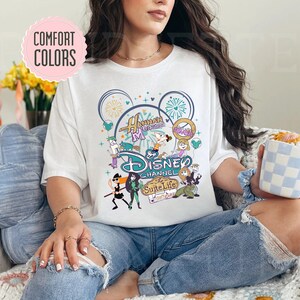 Disney Channel Cartoon Characters Group Shirt-Hannah Montana,Lizzie McGuire,Phineas & Ferb Tee,What Dreams Are Made Of' Disneyland Trip Gift