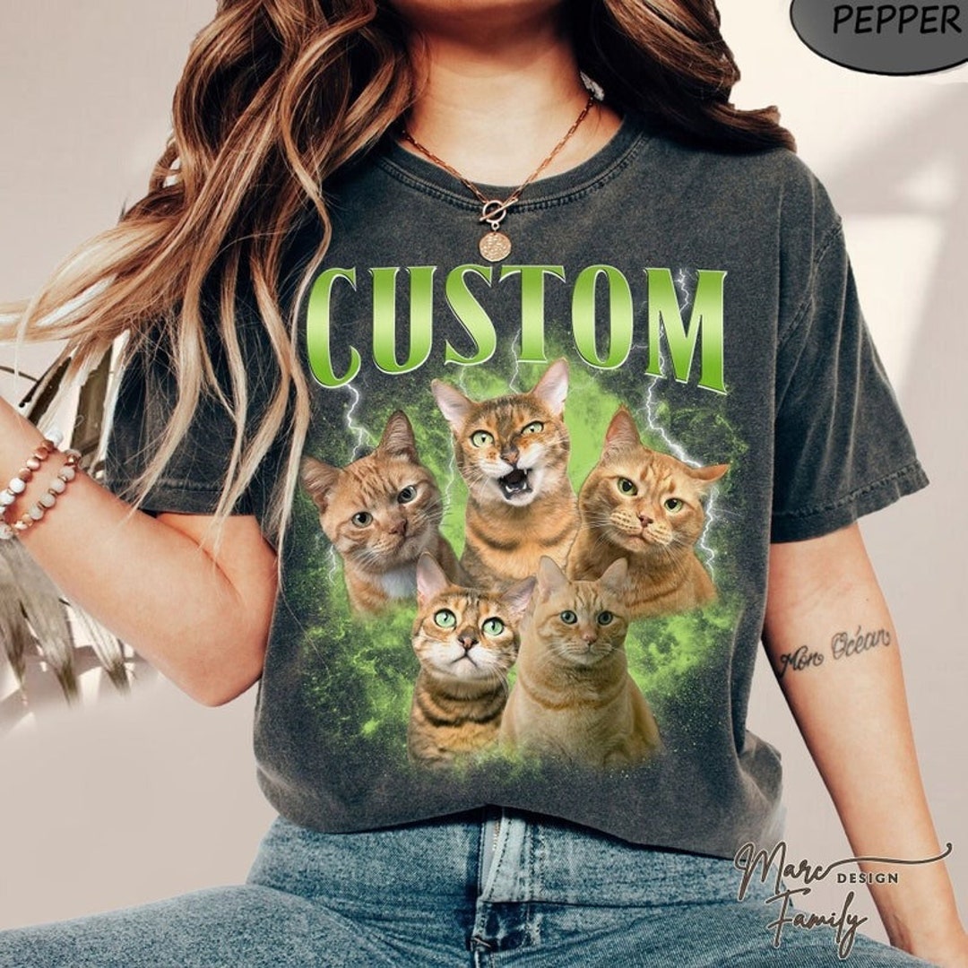 Vintage custom cat shirt retro collage personalized pets shirt 90 s