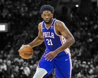 Póster con foto firmada y autógrafo de Joel Embiid, Philadelphia 76ers, arte de pared, decoración del hogar