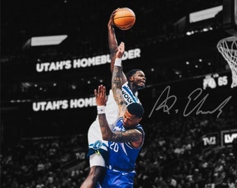 Póster impreso con foto firmada y autógrafo de Anthony Edwards de Minnesota Timberwolves Monster Dunk, arte de pared, decoración del hogar