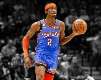 Shai Gilgeous-Alexander Oklahoma City Thunder OKC signierte Foto Autogramm Druck Poster Wand Kunst Home Decor