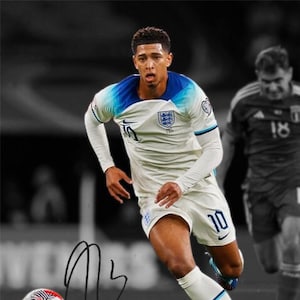 Jude Bellingham Inglaterra estrela de futebol assinada foto autografada impressão pôster arte de parede decoração de casa