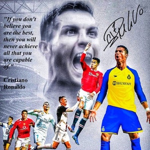 Cristiano Ronaldo Portugalia Piłka nożna Supergwiazda Motywacyjny cytat Podpisany zdjęcie Autograf Wydrukuj plakat Sztuka ścienna Wystrój domu