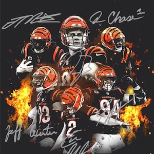Joe Burrow Ja&#39;Marr Chase Mixon Gunter Hubbard McPherson Signed Photo Autograph Print Poster Wall Art Home Decor
