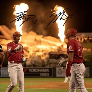 Mike Trout Shohei Ohtani Los Angeles LA Angels Signed Photo Autograph Print Poster Wall Art Home Decor