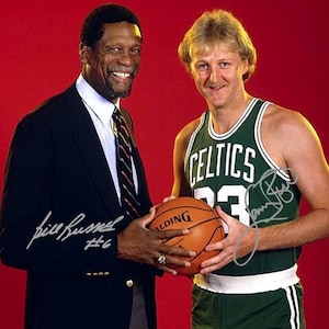 Bill Russell Larry Bird Boston Celtics Signed Photo Autograph Print Poster Wall Art Home Decor