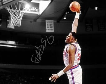 Póster con foto firmada y autógrafo de Patrick Ewing, leyenda de los New York Knicks, decoración de pared para el hogar.