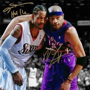 Allen Iverson Vince Carter Philadelphia Sixers Toronto Raptors Podpisane zdjęcie Autograf Wydruk Plakat Sztuka ścienna Wystrój domu