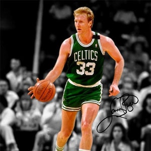 Póster con foto firmada y autógrafo de Larry Bird, leyenda de los Boston Celtics, arte de pared, decoración del hogar