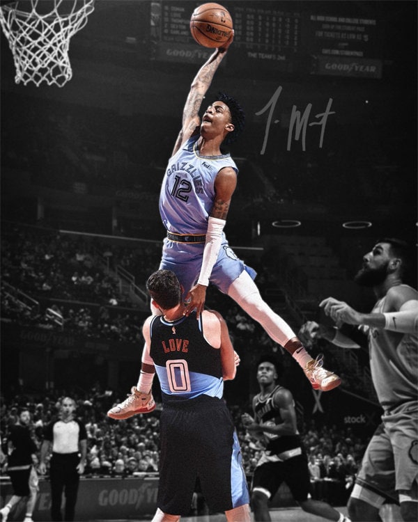 ジャ・モラント モンスター ダンク サイン入り写真 サイン プリント