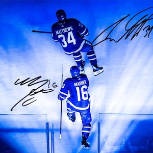 Mitch Marner Auston Matthiets Toronto Maple Leafs signiertes Foto Autogramm Druck Poster Wand Kunst Home Decor