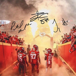 Patrick Mahomes Tyreek Hill Travis Kelce signierte Foto Autogramm Druck Poster Wand Kunst Home Decor
