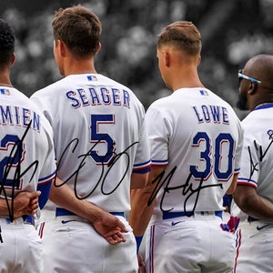 Adolis Garcia Marcus Semien Nathaniel Lowe Corey Seager Texas Rangers Texas Rangers Signed Photo Autograph Print Poster Wall Art Home Decor