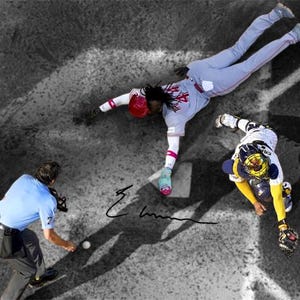 Elly De La Cruz Cincinnati Reds Epic Home Base Run photo signée autographe impression affiche art mural décoration d'intérieur