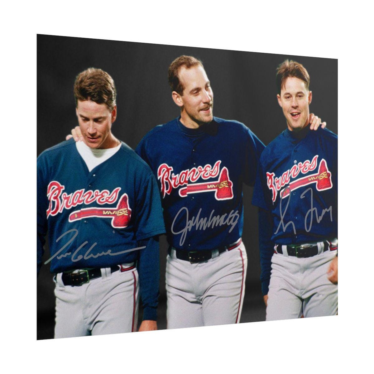ヴィクトリースパーク　シャイニング　マキシマ　クリムゾン　サイン Greg Maddux Tom Glavine John Smoltz Baseball Legends Signed Photo