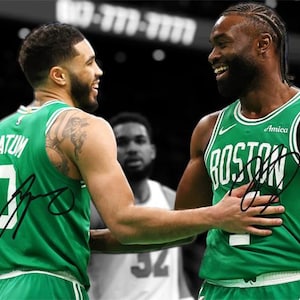 Jayson Tatum Jaylen Brown Boston Celtics Foto firmada Autógrafo Impresión Póster Arte de pared Decoración del hogar