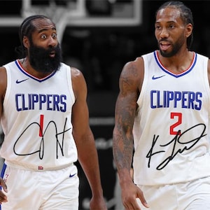 Kawhi Leonard James Harden LA Clippers Signed Photo Autograph Print Poster Wall Art Home Decor