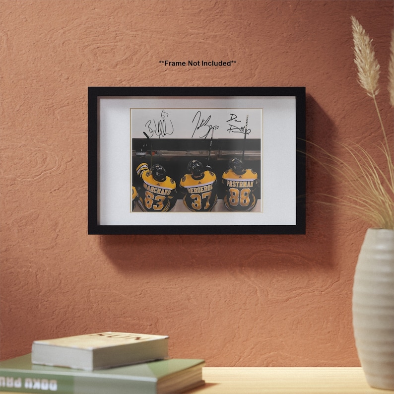 Patrice Bergeron Brad Marchand David Pastrnak Boston Bruins Signed Photo Autograph Print Poster Wall Art Home Decor image 5