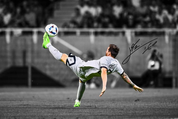 Lionel Messi Bicycle Kick Goal Soccer Goat Printable Poster Wall
