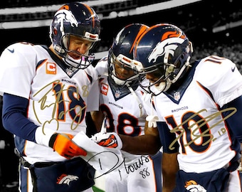 Peyton Manning Demaryius Thomas Emmanuel Sanders Denver Broncos Signed Photo Autograph Print Poster Wall Art Home Decor