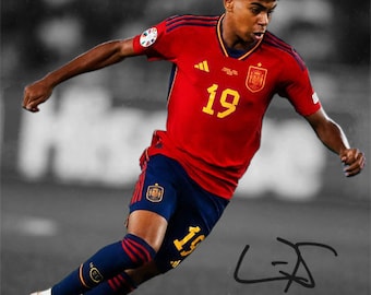 ラミン・ヤマル 直筆サイン入り スペイン サッカー 写真 サイン