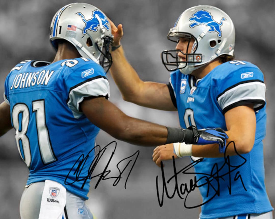 Matthew Stafford Calvin Johnson Detroit Lions Signed Photo