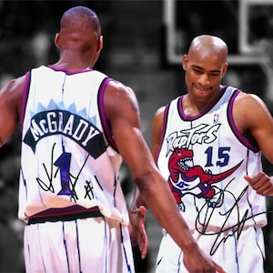 Vince Carter Tracy McGrady Toronto Raptors Podpisane zdjęcie Autograf Wydruk Plakat Sztuka ścienna Wystrój domu