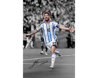 Lionel Messi Epic Goal Celebration Signed Digital Poster Wall Art Home Decor (Instant Digital Download)