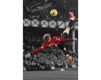 Alejandro Garnacho Iconic Bicycle Kick Signed Digital Poster Wall Art Home Decor (Instant Digital Download)