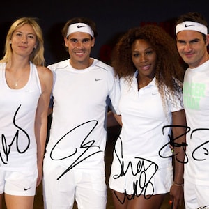 Roger Federer Rafael Nadal Serena Williams Maria Sharapova Tennis Legends signierte Foto Autogramm Print Poster Wand Kunst Home Decor